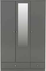 Denver 3 Door 2 Drawer Mirrored Wardrobe - Grey Gloss