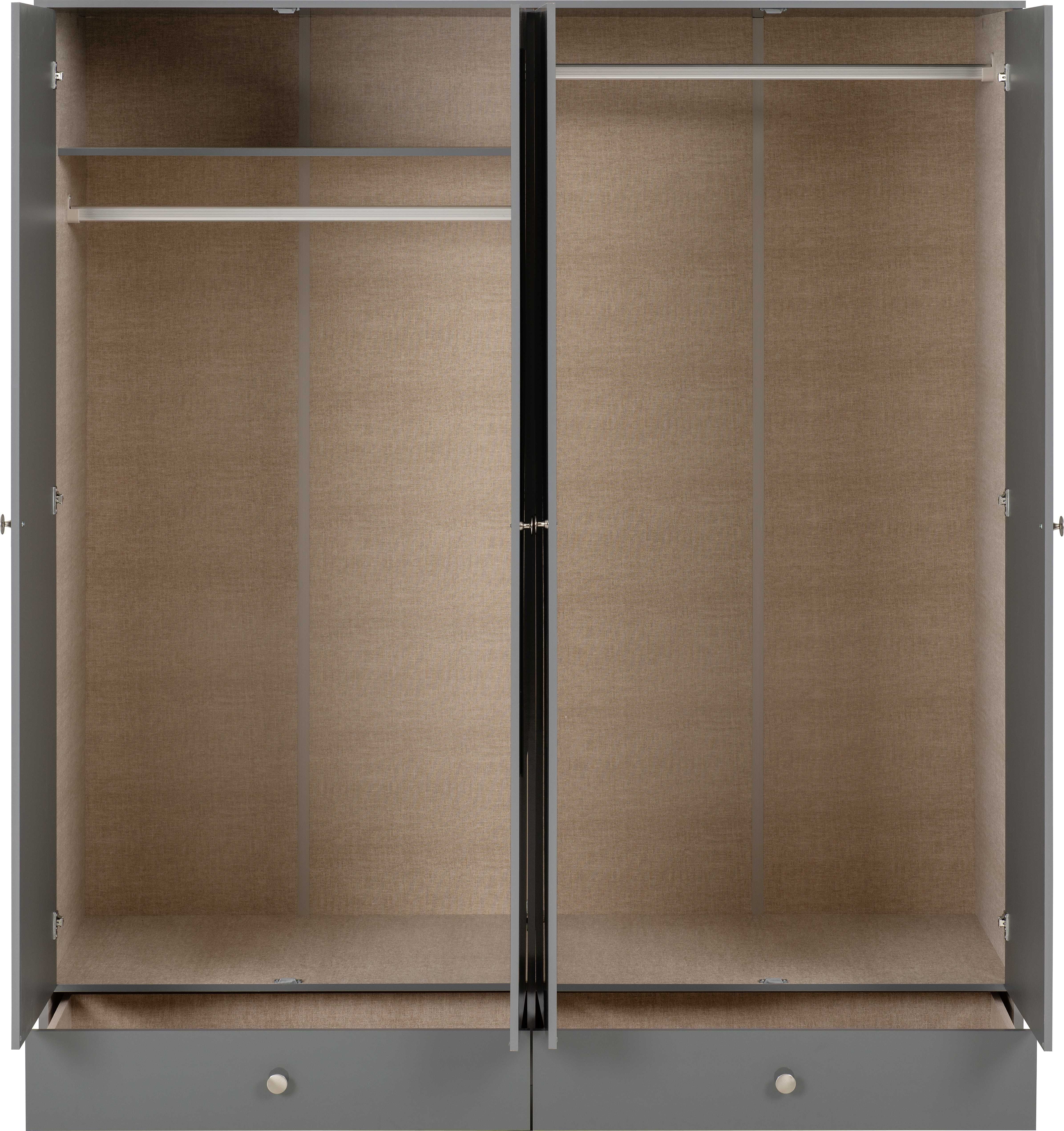 Denver 4 Door 2 Drawer Mirrored Wardrobe - Grey Gloss