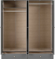 Denver 4 Door 2 Drawer Mirrored Wardrobe - Grey Gloss
