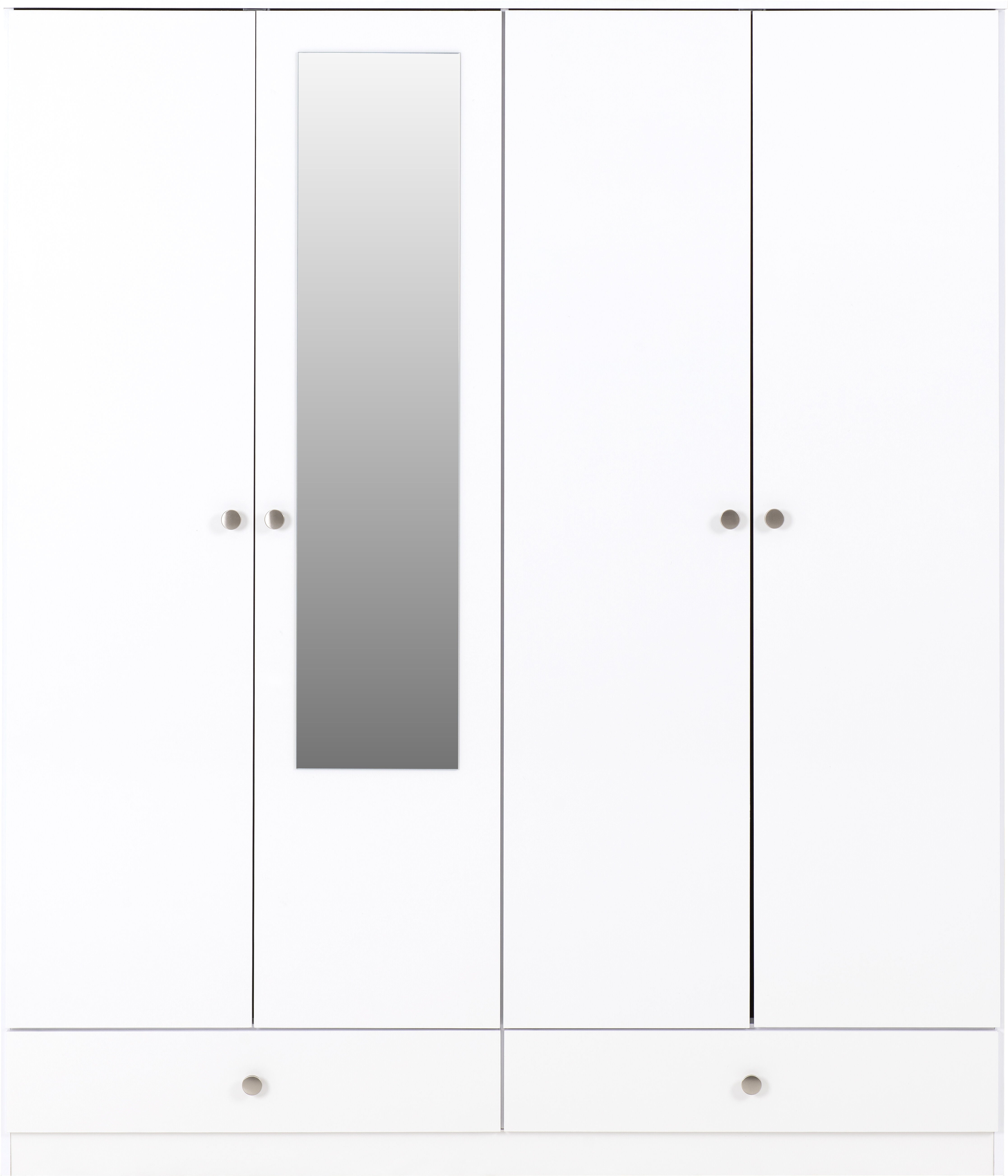 Denver 4 Door 2 Drawer Mirrored Wardrobe - White Gloss