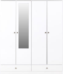 Denver 4 Door 2 Drawer Mirrored Wardrobe - White Gloss