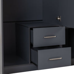 Dakota 3 Door 2 Drawer Mirrored Wardrobe - Dark Grey