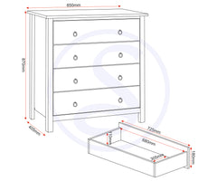 VERMONT 4 DRAWER CHEST - WHITE/GREY
