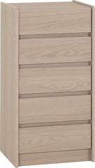Paris 5 Drawer Chest - Smoked Ash Effect
