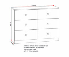 Denver 6 Drawer Chest - White Gloss