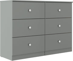 Denver 6 Drawer Chest - Grey Gloss