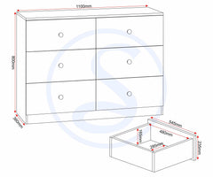 Denver 6 Drawer Chest - Grey Gloss