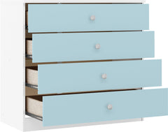 Denver 4 Drawer Chest - White/Blue Gloss
