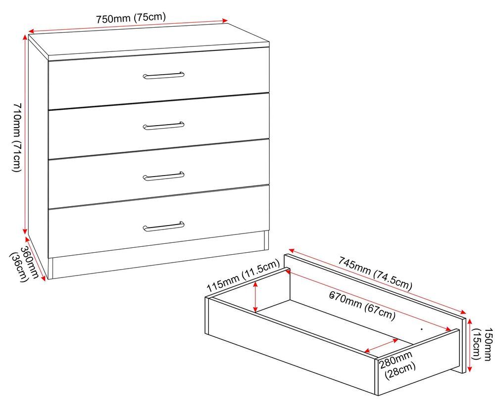 Dakota 4 Drawer Chest - Oak Effect