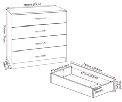 Dakota 4 Drawer Chest - Oak Effect
