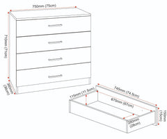 Dakota 4 Drawer Chest - Oak Effect