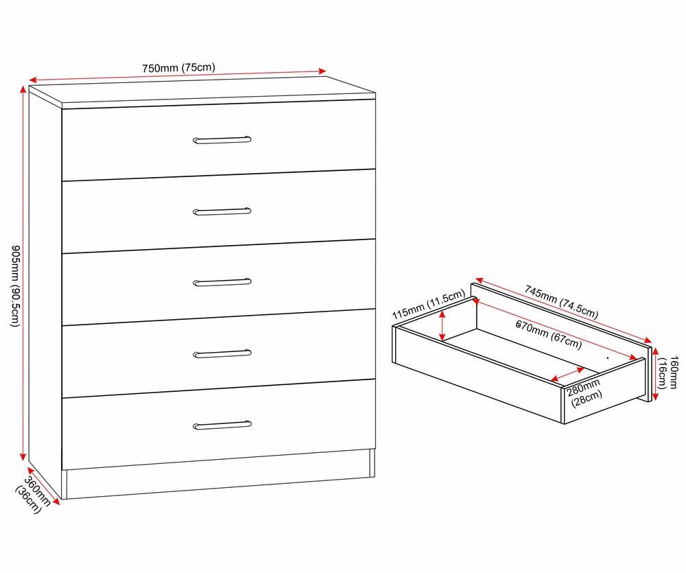 Dakota 5 Drawer Chest - White