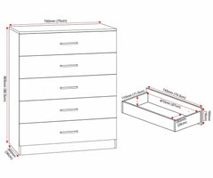 Dakota 5 Drawer Chest - White