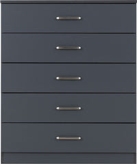 Dakota 5 Drawer Chest - Dark Grey