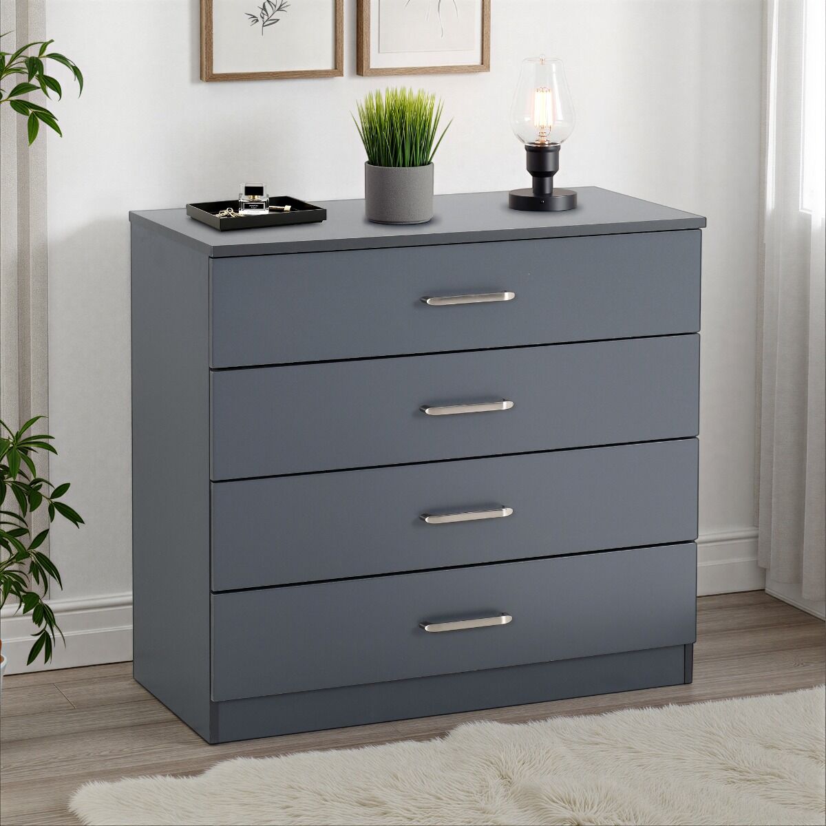 Dakota 4 Drawer Chest - Dark Grey