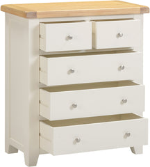 Windsor 3+2 Drawer Chest - Ivory/Oak