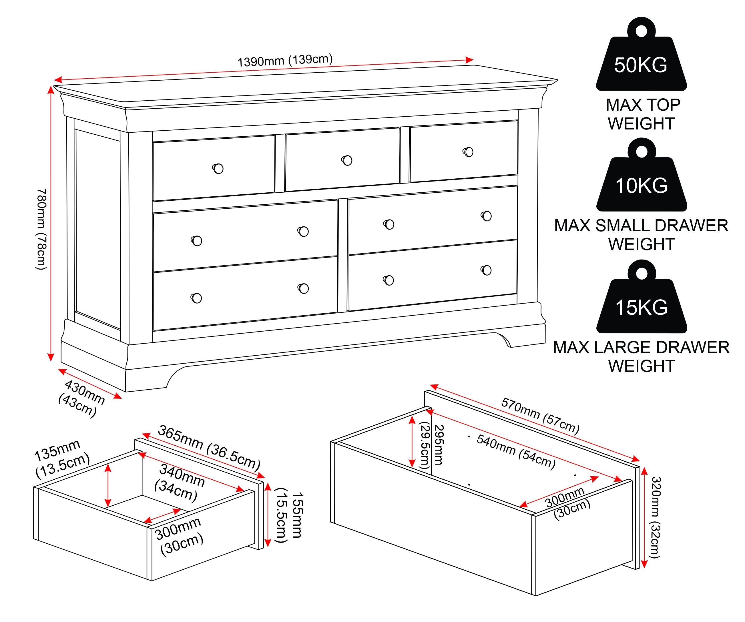 Bordeaux 3+2 Drawer Chest - Pebble Grey
