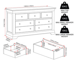 Bordeaux 3+2 Drawer Chest - Pebble Grey