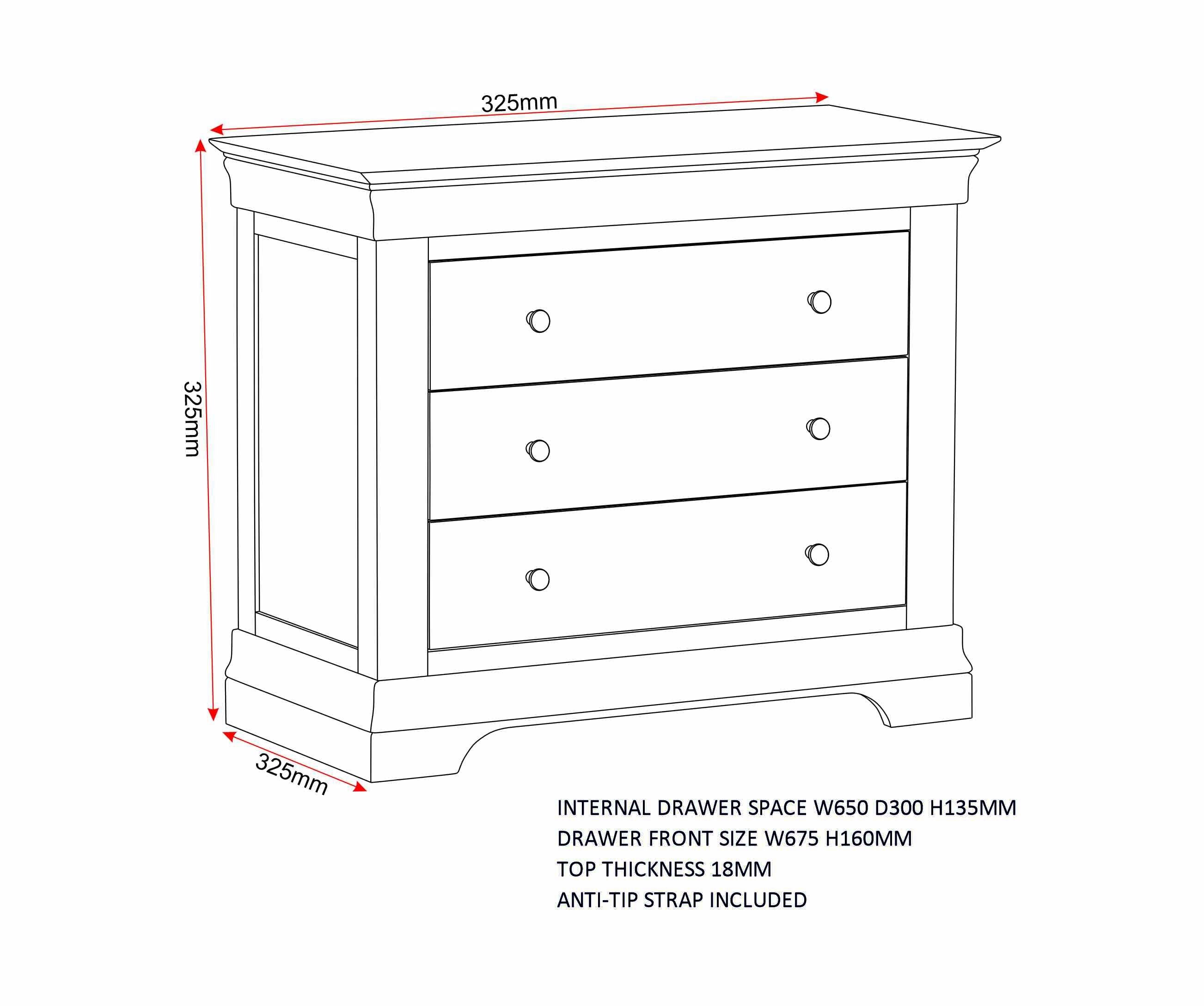 Bordeaux 3 Drawer Chest - Ivory