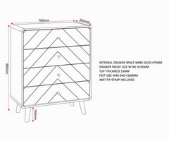 Dixie 4 Drawer Chest - Dusty Grey/White