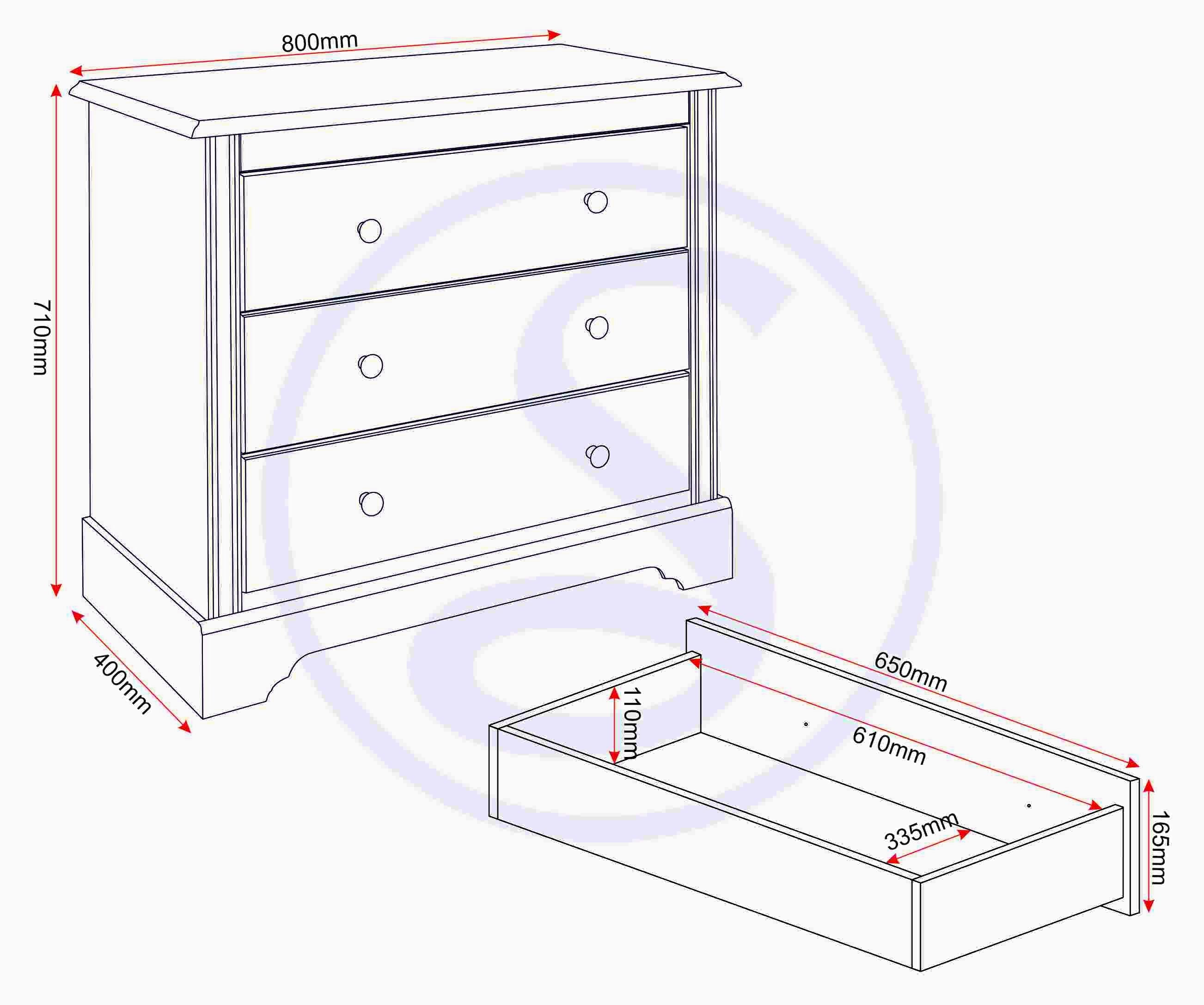 Stratford 3 Drawer Chest - White