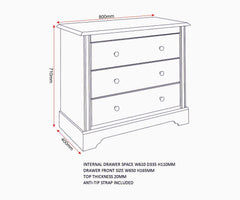 Stratford 3 Drawer Chest - White
