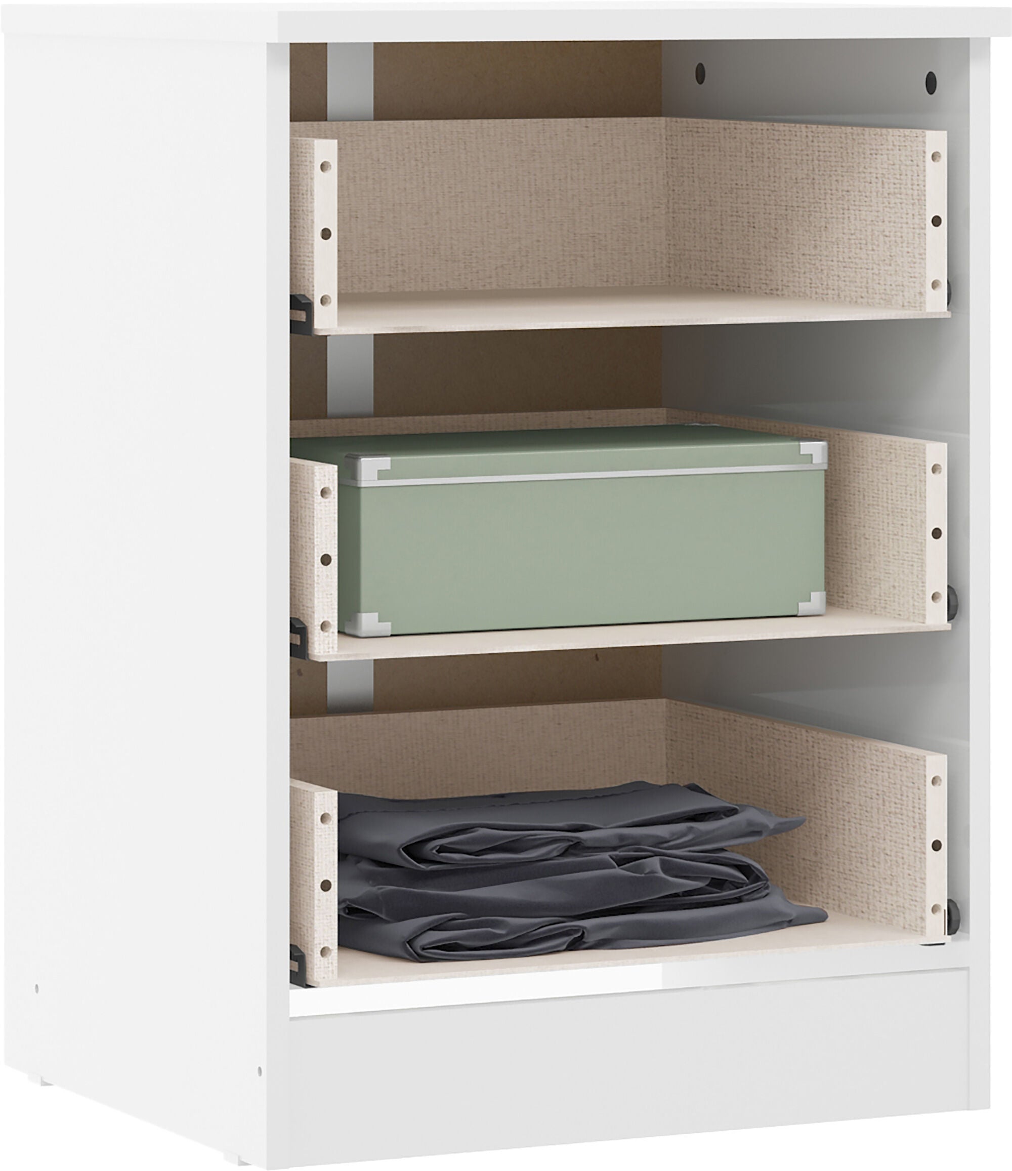Denver 3 Drawer Bedside - White Gloss