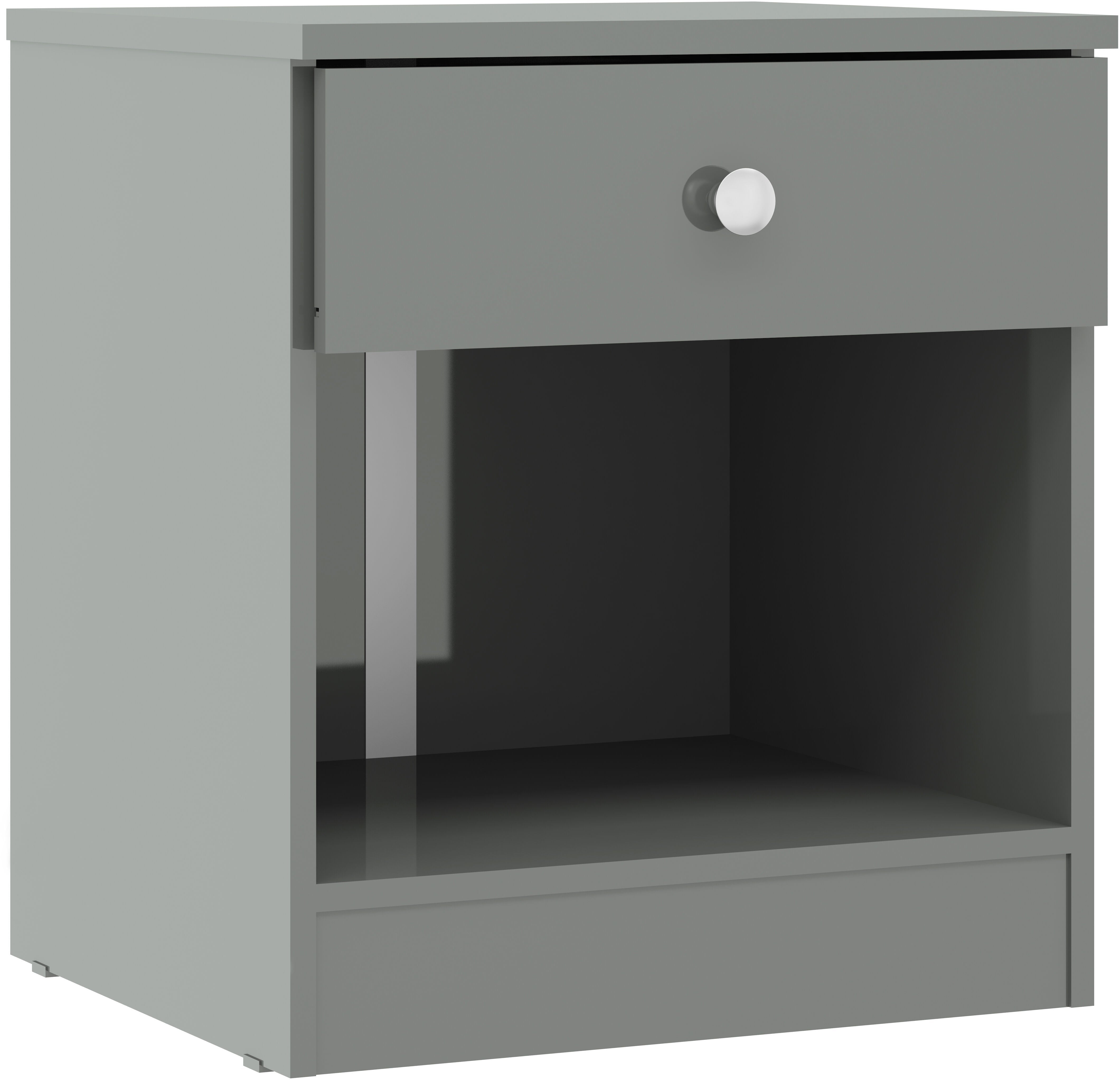 Denver 1 Drawer Bedside - Grey Gloss