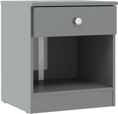Denver 1 Drawer Bedside - Grey Gloss