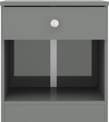 Denver 1 Drawer Bedside - Grey Gloss