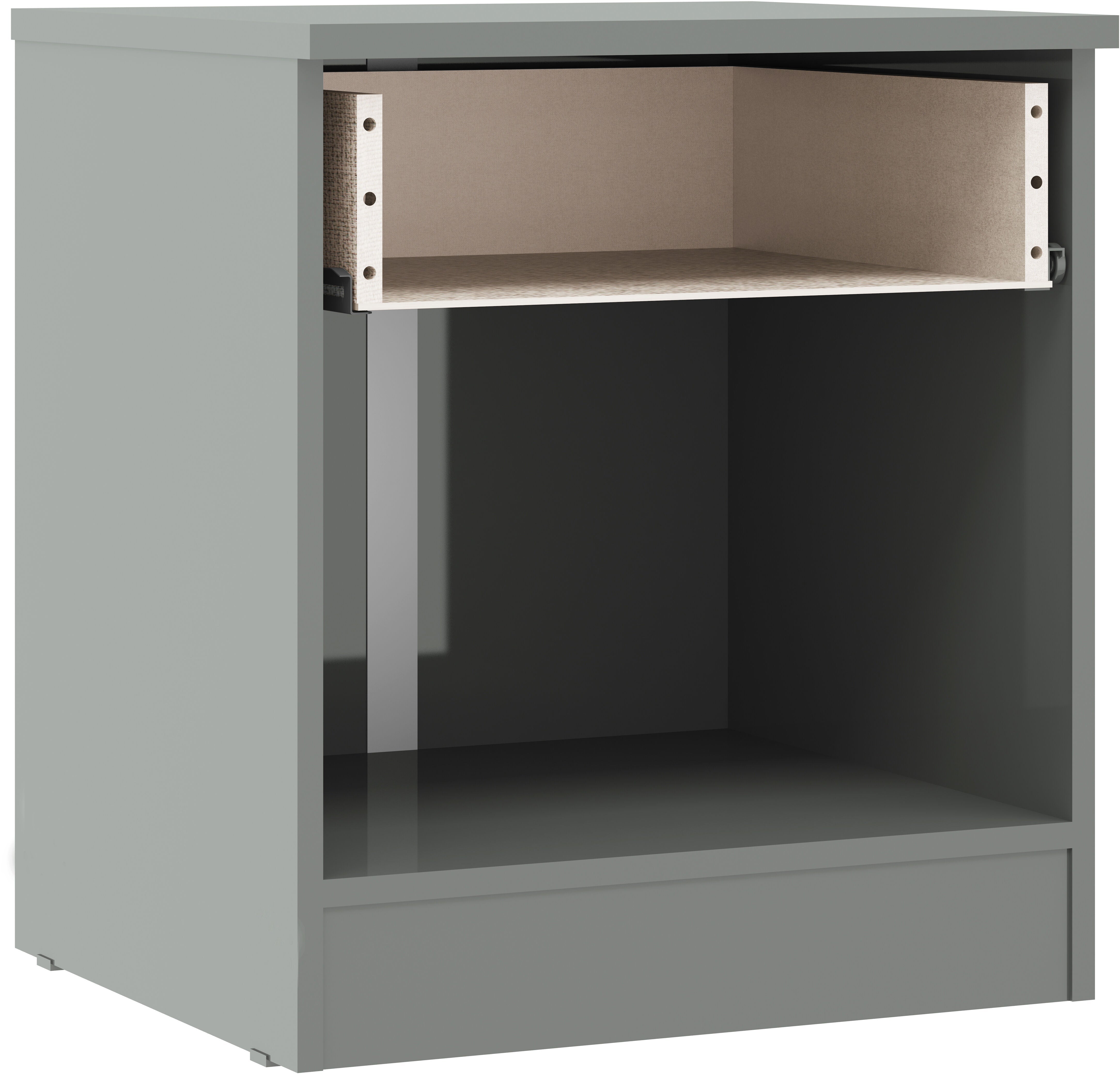 Denver 1 Drawer Bedside - Grey Gloss