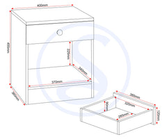 Denver 1 Drawer Bedside - Grey Gloss