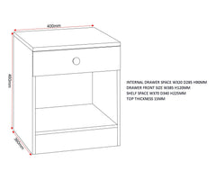 Denver 1 Drawer Bedside - White/Pink Gloss