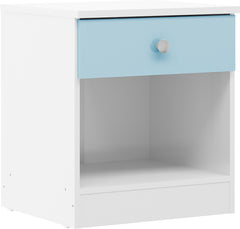 Denver 1 Drawer Bedside - White/Blue Gloss