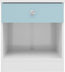 Denver 1 Drawer Bedside - White/Blue Gloss