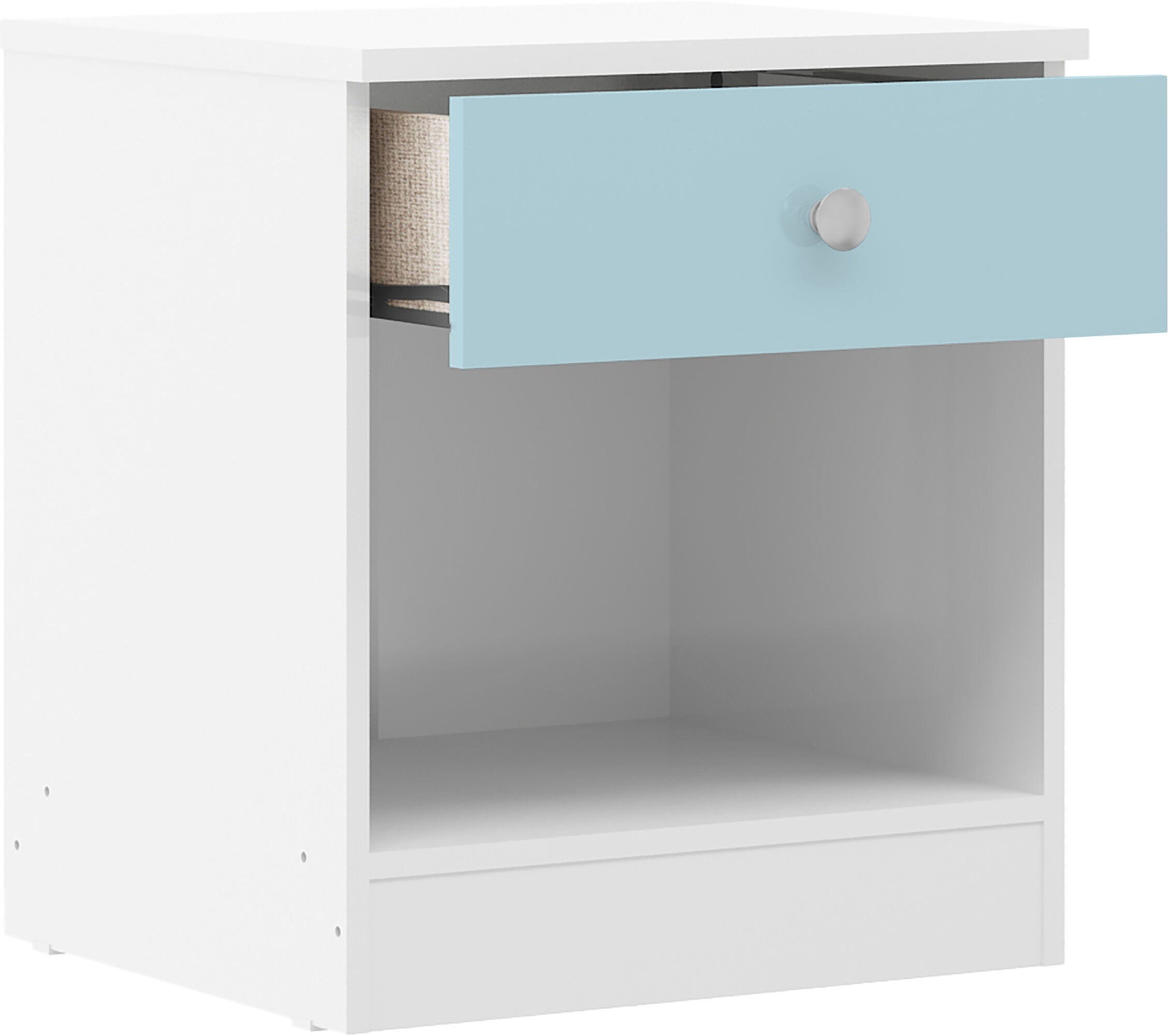 Denver 1 Drawer Bedside - White/Blue Gloss