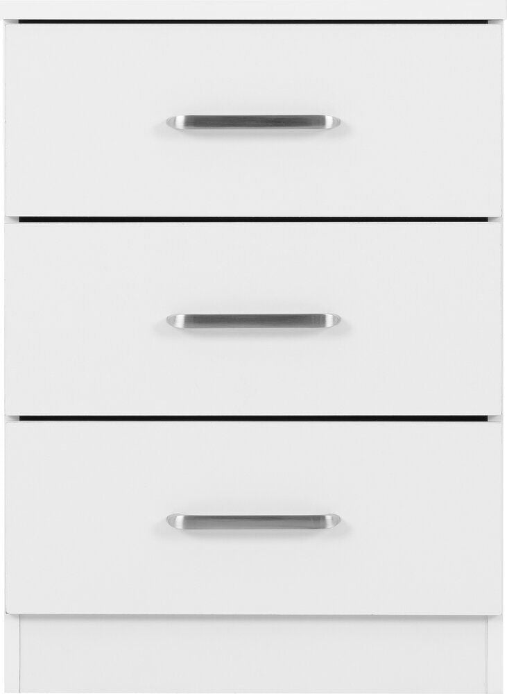 Dakota 3 Drawer Bedside - White