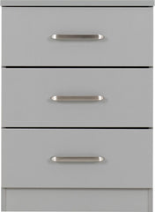 Dakota 3 Drawer Bedside - Light Grey