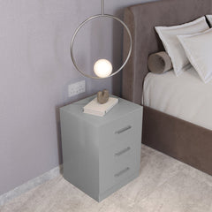 Dakota 3 Drawer Bedside - Light Grey
