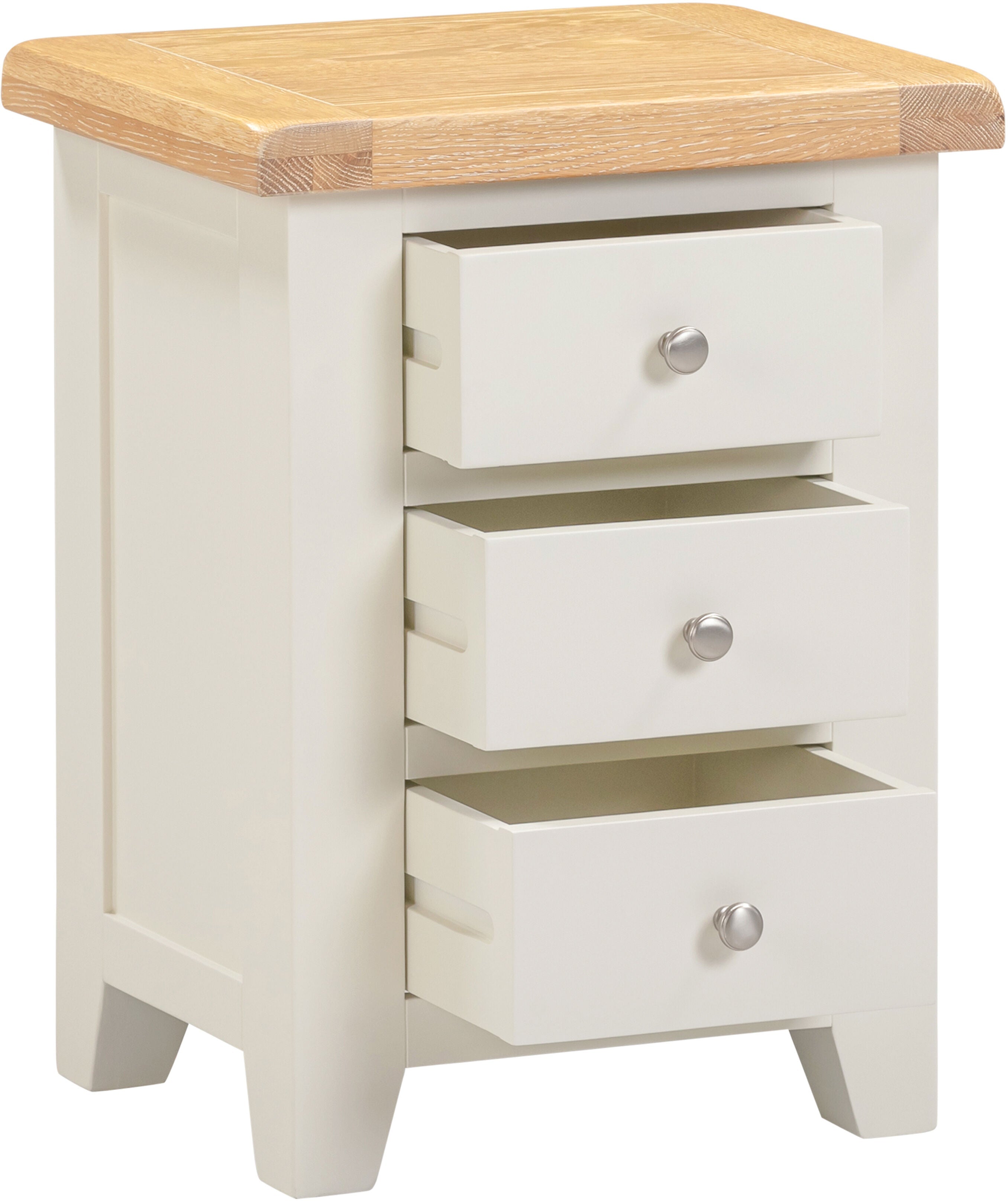 Windsor 3 Drawer Bedside - Ivory/Oak