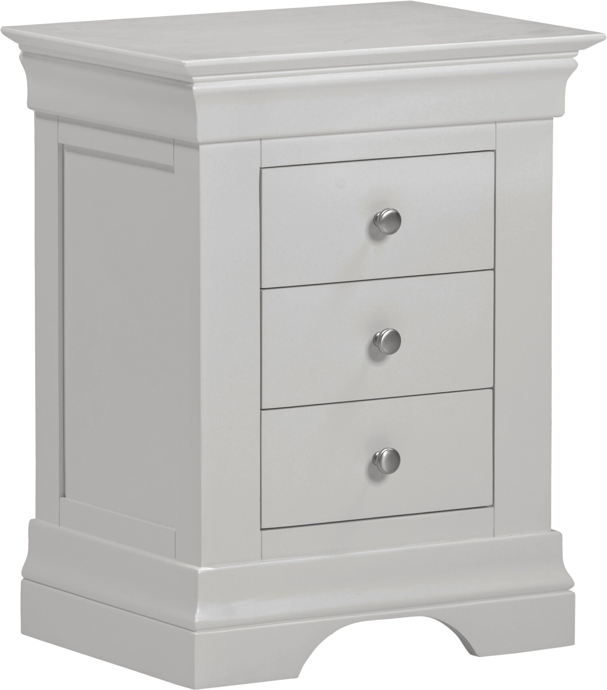 Bordeaux 3 Drawer Bedside - Pebble Grey