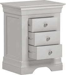 Bordeaux 3 Drawer Bedside - Pebble Grey
