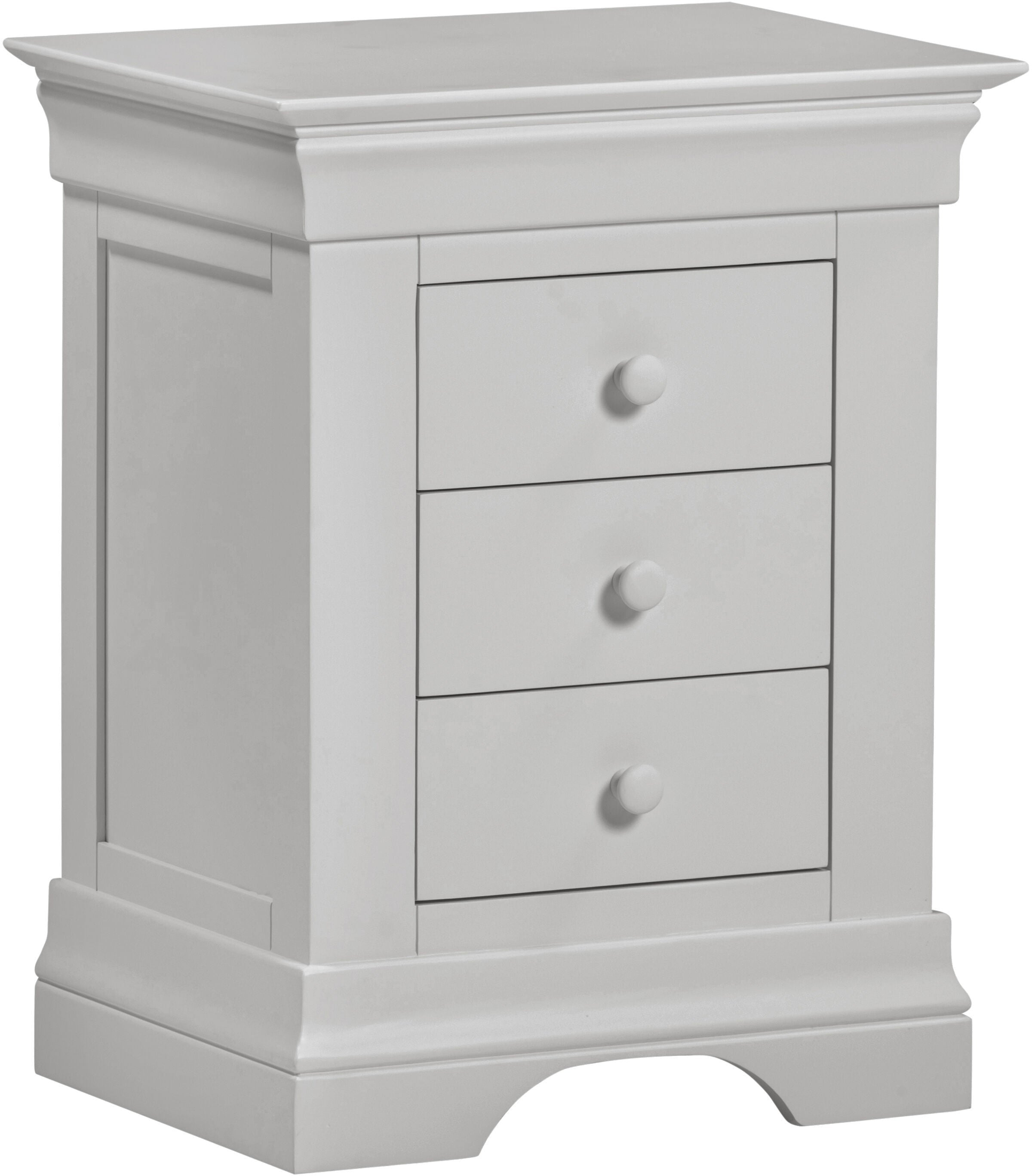 Bordeaux 3 Drawer Bedside - Pebble Grey
