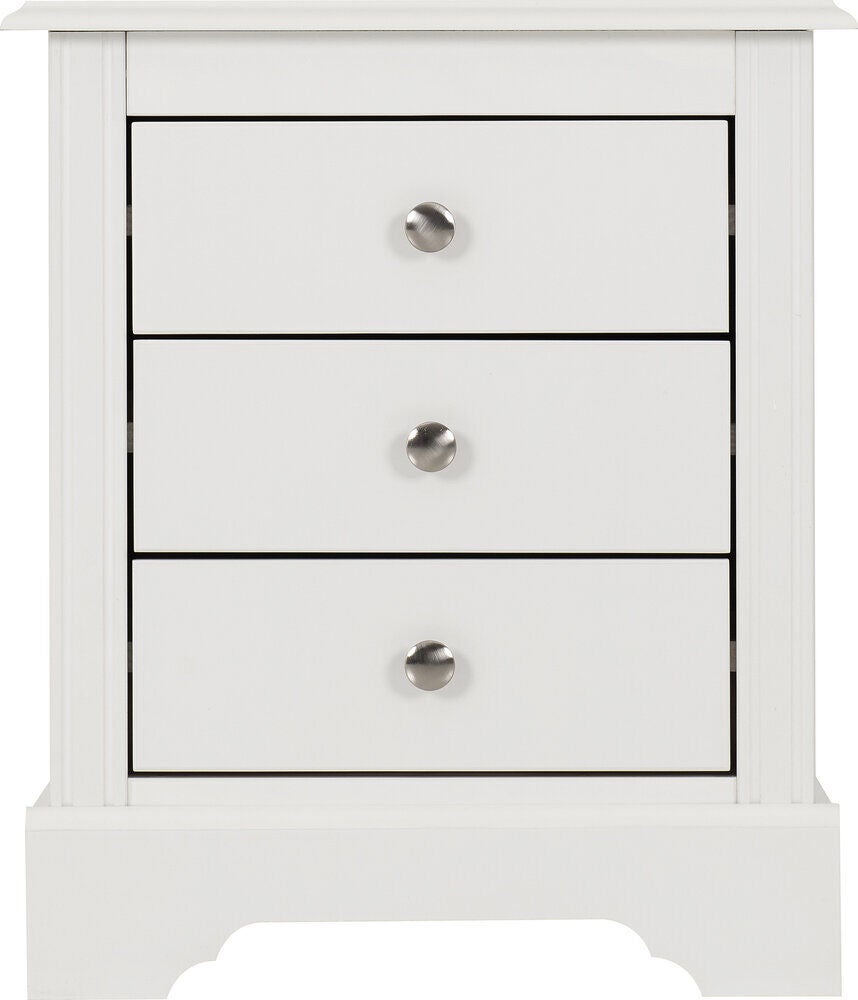 Stratford 3 Drawer Bedside - White