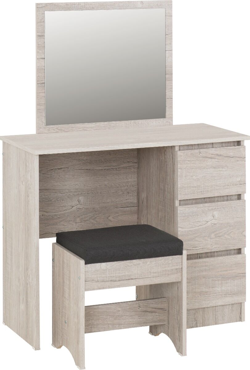 Malvern 3 Drawer Dressing Table Set - Urban Snow/Steel Fabric