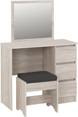 Malvern 3 Drawer Dressing Table Set - Urban Snow/Steel Fabric