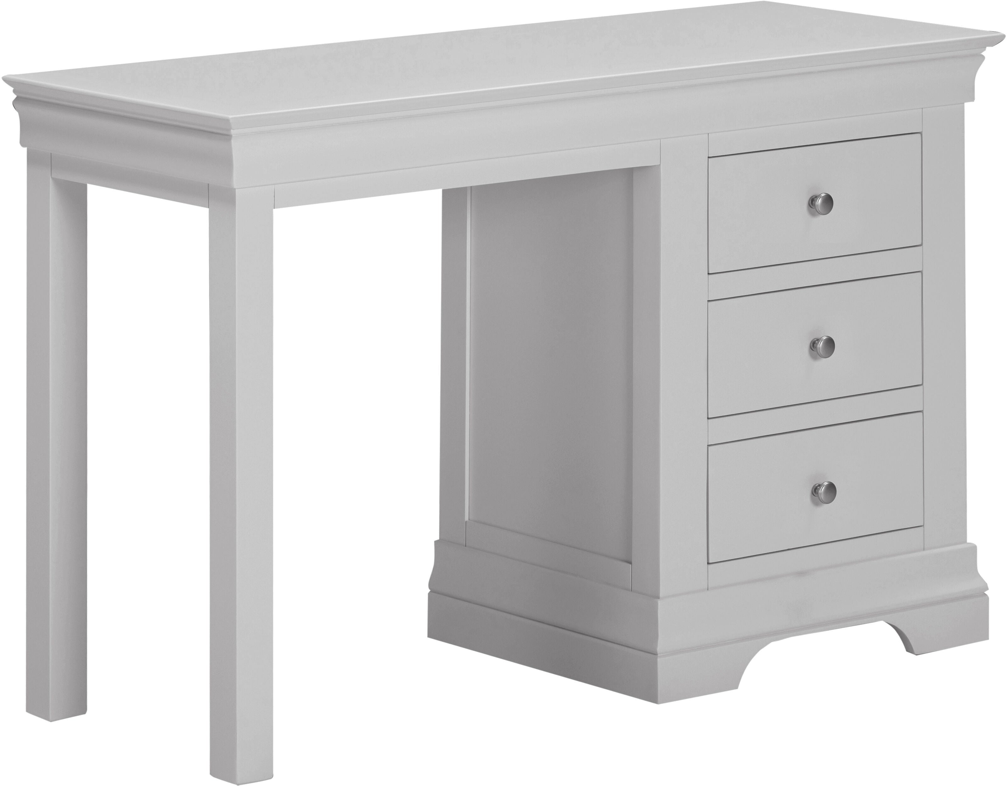Bordeaux 3 Drawer Dressing Table Set - Pebble Grey/Oat Fabric