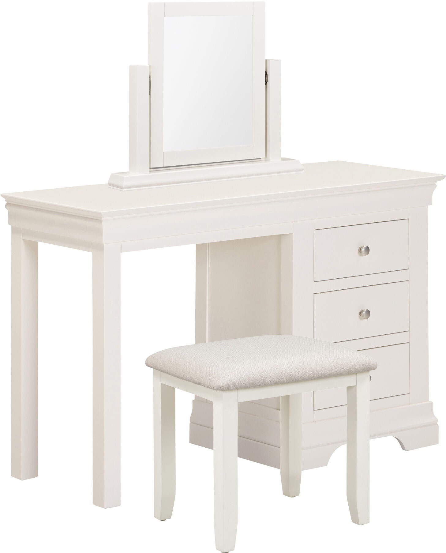 Bordeaux 3 Drawer Dressing Table Set - Ivory/Oat Fabric