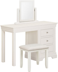 Bordeaux 3 Drawer Dressing Table Set - Ivory/Oat Fabric