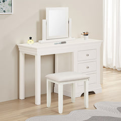 Bordeaux 3 Drawer Dressing Table Set - Ivory/Oat Fabric